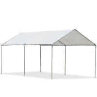 Outsunny 10' x 20' Carport Heavy Duty Galvanized Car Canopy with Included Anchor Kit, 3 Reinforced Steel Cables, White(m-11)