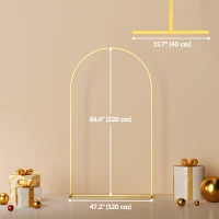 Outsunny 7FT x 4FT Gold Wedding Arch with U-shaped stakes for Birthday Parties, Bridal Showers, Graduation, and Ceremony(m-3)