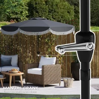 Outsunny 9FT Patio Umbrella, UPF 30+ Outdoor Market Umbrella with Crank, 8 Ribs, Push Button Tilt, Vented Patio Table Umbrella for Deck Backyard Lawn, Charcoal Gray(m-7)