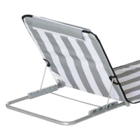 Outsunny 2 Pieces Beach Lounge Chair, Outdoor Folding Chaise Lounge Set w/ Pillow for Sunbath, Snap, Light Grey and White(m-9)