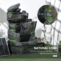 Outsunny Garden Water Feature with LED Lights and Pump, 4 Tier Cascading Water Fountain for Outdoor(m-6)