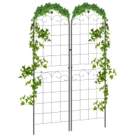 Outsunny 2 Pcs Garden Trellis for Climbing Plants, Outdoor Metal Trellis Plant Support Trellises for Patio, Lawn, Backyard(m-2)
