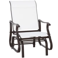 Outsunny Outdoor Glider Chair, Patio Glider with Steel Frame and Mesh Fabric, Garden Chair for Backyard, Garden, and Porch, Cream White(m-11)