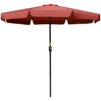 Outsunny 8.5 ft Outdoor Market Table Umbrella, Round Patio Umbrella with Tilt and Crank for Garden, Backyard, Deck, Wine Red(m-2)