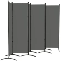 Outsunny 6 Panel Folding Room Divider, UV30+ Privacy Screen, Indoor Outdoor Privacy Panel with Stable Base, Dark Grey(m-2)