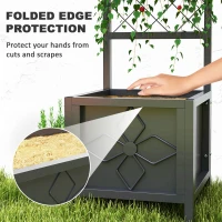 Outsunny Galvanized Raised Garden Bed with Trellis, Metal Planter Box with Drainage Holes for Climbing Plants, Vegetable, Vines(m-7)