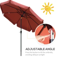 Outsunny 8.5 ft Outdoor Market Table Umbrella, Round Patio Umbrella with Tilt and Crank for Garden, Backyard, Deck, Wine Red(m-4)