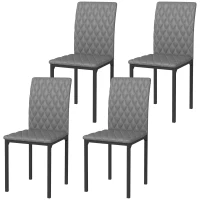 HOMCOM Set of 4 Modern Dining Chairs, Tufted High Back Side Chairs with Upholstered Seat, Steel Legs for Living Room, Kitchen(m-11)