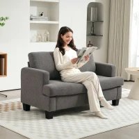 HOMCOM 54.3" Loveseat Sofa, 2 Seater Sofa with Removable Cushions, Small Couch with Solid Wood Frame for Living Room, Dark Grey(m-1)