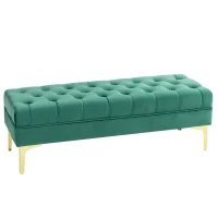 HOMCOM End of Bed Bench, Upholstered Bench, Entryway Shoe Bench with Button Tufted for Living Room, Bedroom, Dark Green(m-2)