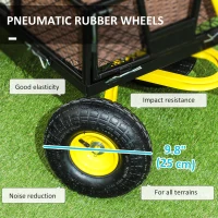 Outsunny Steel Garden Cart, Utility Wagon with Removable Sides, 10" Wheels, 180° Rotating Handle, 440lbs Capatity(m-4)