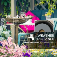 Outsunny 28" Bird Bath for Outdoors, Vintage Birdbath with Bird Decoration and Flower Planter Base, Bronze(m-6)