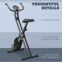 Soozier Foldable Exercise Bike Upright Fitness Bike 8-Level Resistance Cardio Workout(m-9)