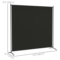 Outsunny Single Panel Room Divider, UV30+ Privacy Screen, Indoor Outdoor Privacy Panel with Stable Base, Black(m-3)
