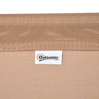 Outsunny Outdoor Folding Chair, Bungee Sling Foldable Patio Dining Chair with Armrests, Folding Lawn Chair for Camping, Garden, Pool, Beach, Backyard, Beige(m-7)