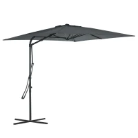 Outsunny 8FT Cantilever Patio Umbrella, Offset Patio Umbrella with Cross Base for Deck, Backyard, Pool and Garden, Hanging Umbrellas, Switch with a Wrench, Dark Gray(m-11)