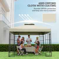 Outsunny 10' x 10' Gazebo Canopy Replacement Cover, 2-Tier Garden Gazebo Roof Replacement, UPF30+, TOP COVER ONLY, Cream White(m-6)