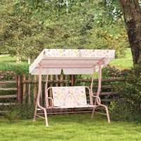 Qaba Kids Patio Swing Chair with Adjustable Canopy, Safety Belt for Patio, Garden, Poolside, Balcony, Pink(m-10)
