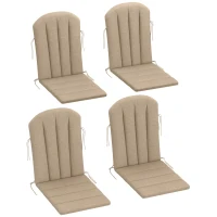 Outsunny Set of 4 Outdoor Chair Cushions, High Back Adirondack Chair Cushion with Ties, High-Density Foam, Beige(m-11)
