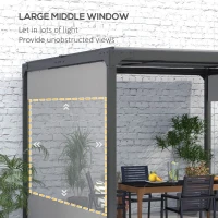Outsunny Pergola Gazebo Curtains for 10' x 10' Pergola, 2 Pack Side Panels Replacement with Large Windows and Doors(m-5)
