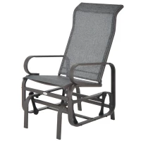 Outsunny Patio Glider with Breathable Mesh Fabric, Outdoor Glider Chair, Garden Rocking Gliding Seat for Patio, Yard, Porch, Brown/Grey(m-11)