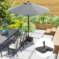 Outsunny Plastic Square Patio Umbrella Base with Wheels Handle, Heavy Duty Outdoor Umbrella Stand Base, Filled Up to 73lb with Stand or 57lb with Water for Garden, Poolside, Black(m-8)