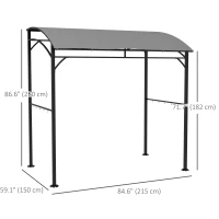Outsunny 7' x 5' Garden Grill Canopy, BBQ Grill Gazebo Tent with Steel Frame and Hooks, Outdoor Sun Shade, Grey(m-3)