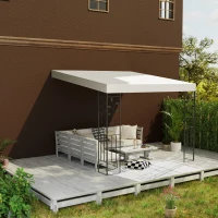 Outsunny 10' x 10' Outdoor Pergola Canopy, Metal Patio Canopy with Drainage Holes for Backyard, Garden, Cream White(m-9)