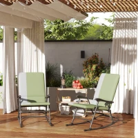 Outsunny Folding Rocking Chair Set, Oversized Outdoor Rocking Chair with 400 lbs Capacity, Wide Seat, Padded High Back, Green(m-1)