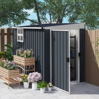 Outsunny 4' x 8' Outdoor Storage Shed, Metal Garden Shed with Window, 2 Vents and Lockable Door for Backyard, Garden, Patio(m-1)