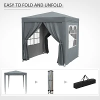 Outsunny 6.6'x6.6' Pop Up Canopy Tent with Sidewalls, Instant Sun Shelter Camping Gazebo with Carry Bag, Grey(m-9)