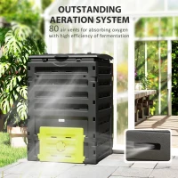 Outsunny Compost Bin, Garden Composter with 80 Vents and 2 Sliding Doors, 120 Gallon (450L), Yellow(m-5)
