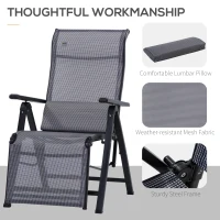 Outsunny 2 Piece Zero Gravity Chairs Set, Folding Recliners, Patio Loungers with 9 Level Adjustable Backrest, Lumbar Pillow for Outdoor, Patio, Deck, Poolside, Grey(m-6)