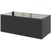 Outsunny 5' x 3' x 2' Raised Garden Bed, Galvanized Planter Box for Growing Flowers, Herbs and Vegetables, Dark Grey(m-2)
