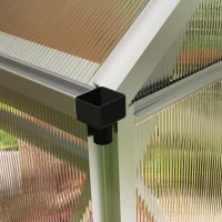 Outsunny 6' x 4' x 6.6' Polycarbonate Greenhouse, Walk-In Green House Kit Garden, Plants Grow, Galvanized Sheet Aluminum Frame with Rain Gutter, Vent and Sliding Door, Silver(m-10)