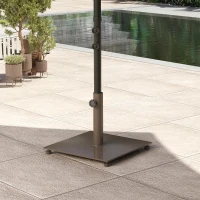 Outsunny Square Patio Umbrella Base, 29 lbs Metal Umbrella Stand Base with Adjustable Foot Pads, Heavy Duty Patio Umbrella Holder for 1.5"/1.9" Umbrella Poles for Outdoor, Lawn, Poolside, Brown(m-8)