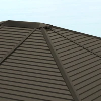 Outsunny 10' x 12' Hardtop Gazebo with Curtains and Netting, Gazebo Canopy with Aluminum Frame and Hooks, Coffee(m-9)