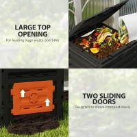 Outsunny Compost Bin, Garden Composter with 80 Vents and 2 Sliding Doors, 120 Gallon (450L), Orange(m-6)