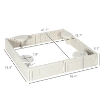 Outsunny Kids Outdoor Sandbox with Cover Garden Bed, Easy Assembly for Backyard, Cream White, 48.5" x 48.5" x 8.25"(m-3)