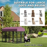 PawHut Welded Wire Outdoor Dog Kennel with 360° Rotating & 4 Levels Adjustable Bowls, Waterproof Cover, 7.9' x 4' x 6'(m-9)