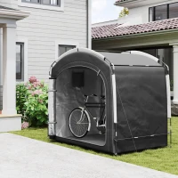 Outsunny Bike Storage Shed Tent, Portable and Waterproof with 210D Oxford Fabric and Carry Bag for 3-4 Bicycles, Black(m-2)