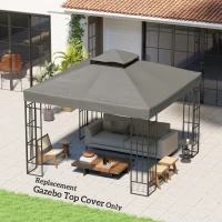Outsunny 10' x 10' Gazebo Canopy Replacement Cover, 2-Tier Garden Gazebo Roof Replacement, UPF30+, TOP COVER ONLY, Grey(m-8)