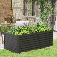Outsunny 5' x 3' x 2' Raised Garden Bed, Galvanized Planter Box for Growing Flowers, Herbs and Vegetables, Dark Grey(m-1)
