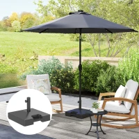 Outsunny Plastic Square Patio Umbrella Base with Wheels Handle, Heavy Duty Outdoor Umbrella Stand Base, Filled Up to 73lb with Stand or 57lb with Water for Garden, Poolside, Black(m-10)