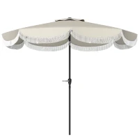 Outsunny 9FT Patio Umbrella, UPF 30+ Outdoor Market Umbrella with Crank, 8 Ribs, Push Button Tilt, Vented Patio Table Umbrella for Deck Backyard Lawn, Light Gray(m-1)