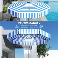 Outsunny 8.7FT Tilting Patio Umbrella with 8 Ribs, Crank Handle, Air Vent for Outdoor, Garden and Pool, Navy Blue(m-6)