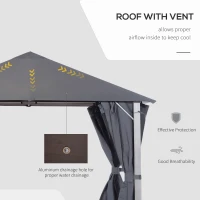 Outsunny 10' x 10' Patio Gazebo, Outdoor Gazebo Canopy Shelter with Netting & Curtains, Vented Roof, for Garden, Lawn, Backyard and Deck, Dark Gray(m-5)