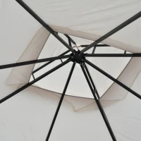 Outsunny 10' x 10' Patio Gazebo, Double Roof Outdoor Gazebo Canopy Shelter with Netting, Steel Corner Frame for Garden, Lawn, Backyard and Deck, Beige(m-10)