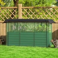 Outsunny Galvanized Steel Planter Box with Crop Cage and Shade Cloth, Raised Garden Bed for Flowers, Veggies and Herbs, Green(m-8)