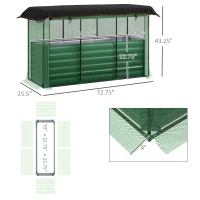 Outsunny Galvanized Steel Planter Box with Crop Cage and Shade Cloth, Raised Garden Bed for Flowers, Veggies and Herbs, Green(m-3)